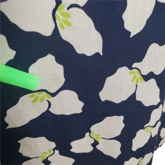 Diane von Furstenberg Women Floral 100% Silk Tunic Shift Dress SZ 2 Navy White - Picture 5 of 10